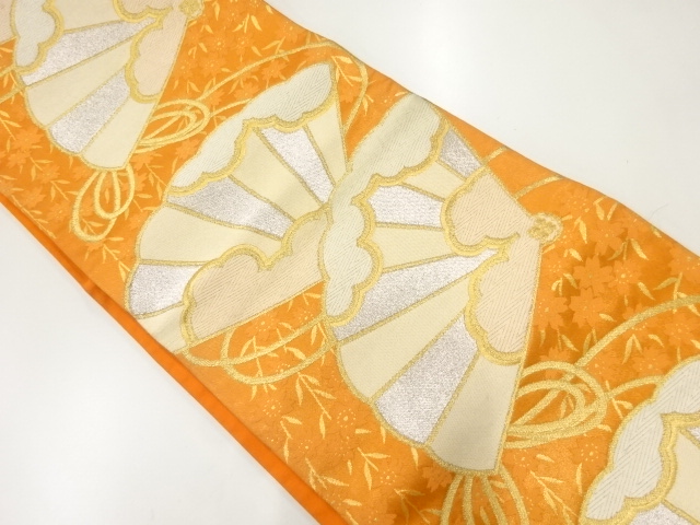 アンティーク　檜扇模様織出し袋帯（材料）